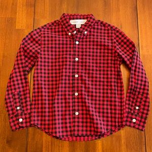 Old Navy red plaid button down shirt small (6-7)
